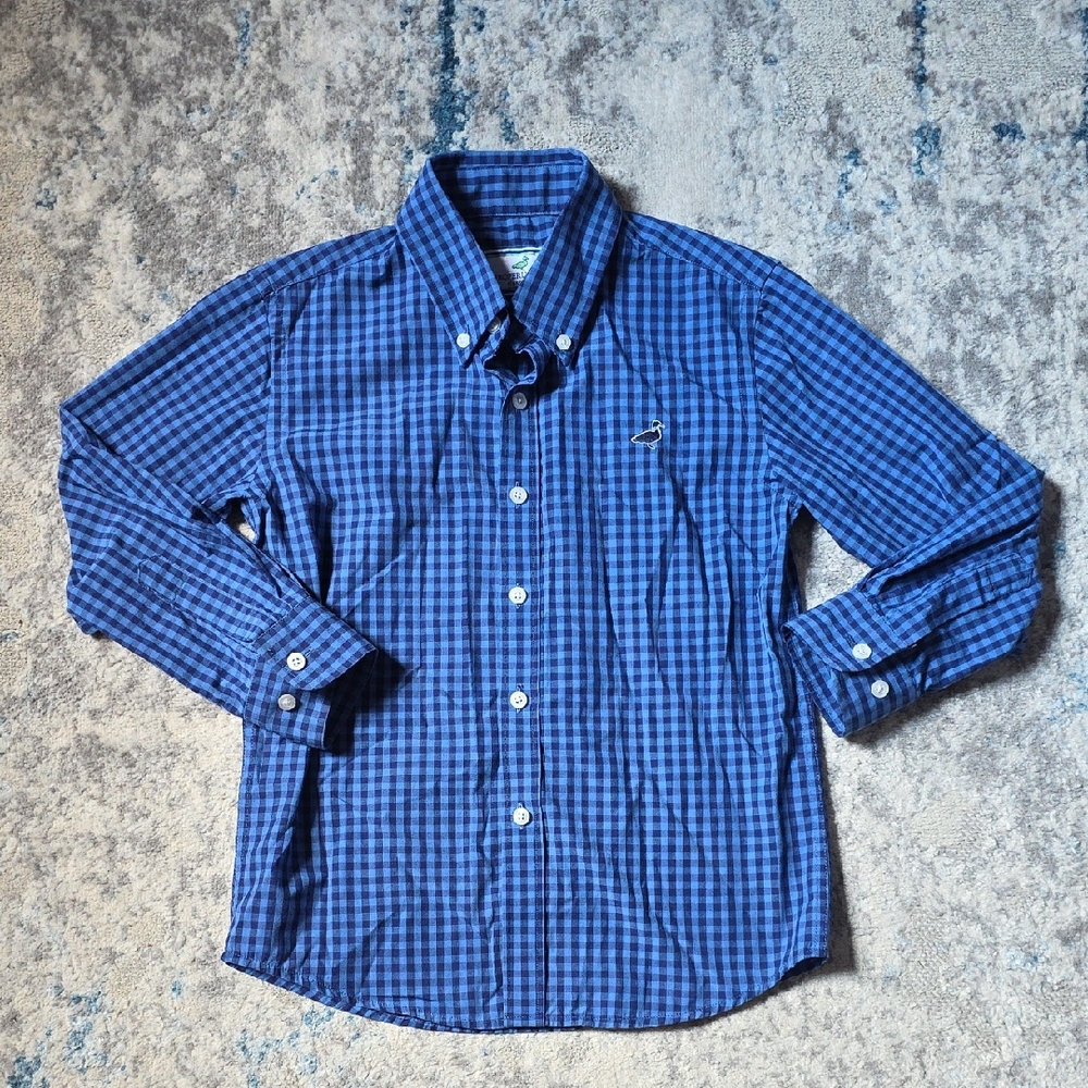 Properly Tied Youth 6 Long‎ Sleeve Plaid Navy Button Down Shirt